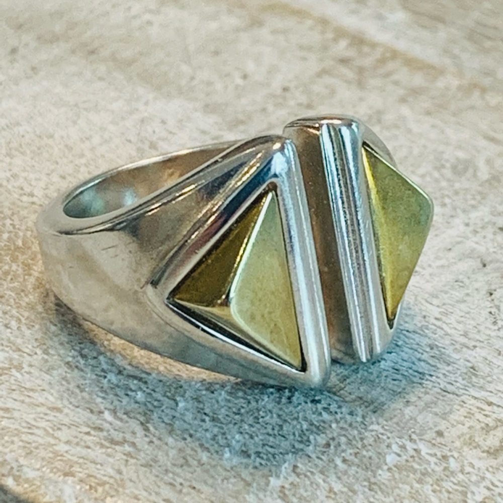 Silpada Divided Cuff Ring Sterling Silver & Brass Size 5